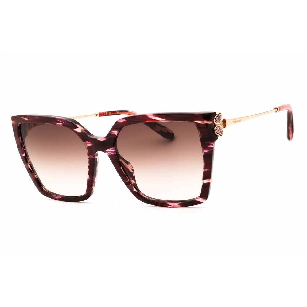 Chopard SCH371S Sunglasses Streaked Burgundy Acetate Rectangular